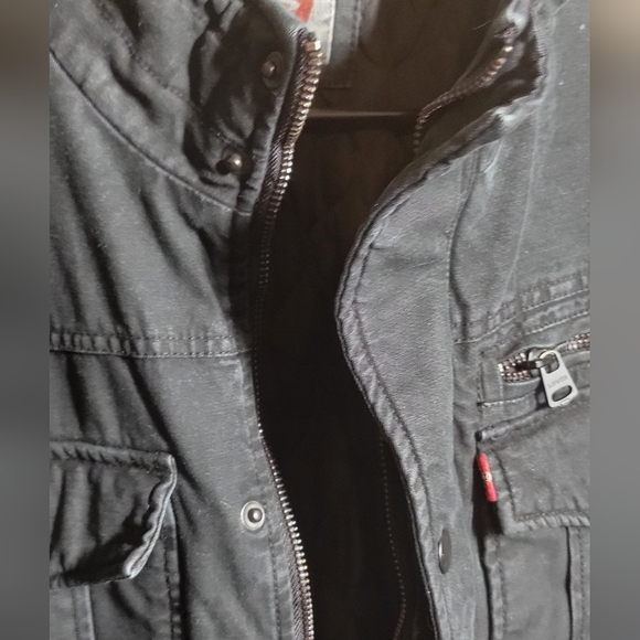 Levis Mens Small Black Denim Quilted Lining Trucker Jacket - Picture 3 of 13